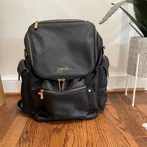 Black leather Jujube diaper bag backpack. Great condition.